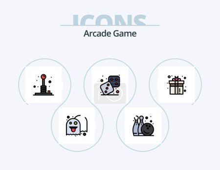 Ilustración de Arcade Line Filled Icon Pack 5 Icon Design. fun. play. competition. game. billiard - Imagen libre de derechos