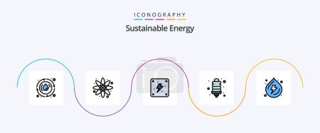 Illustration for Sustainable Energy Line Filled Flat 5 Icon Pack Including power. spring. energy. droop. energy saver - Royalty Free Image