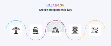 Illustration for Greece Independence Day Line 5 Icon Pack Including pisces. astrology. astrology. ireland. award - Royalty Free Image