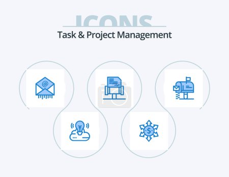 Illustration for Task And Project Management Blue Icon Pack 5 Icon Design. message. mail. mail. box. law - Royalty Free Image