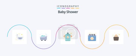 Illustration for Baby Shower Flat 5 Icon Pack Including family. baby. baby. pregnancy. gynecology - Royalty Free Image