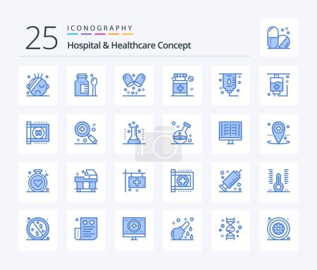 Ilustración de Hospital & Healthcare Concept 25 Blue Color icon pack including compass. local. medical. hospital. xray - Imagen libre de derechos