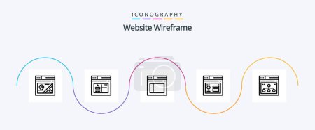 Illustration for Website Wireframe Line 5 Icon Pack Including page. page. page. internet. browser - Royalty Free Image