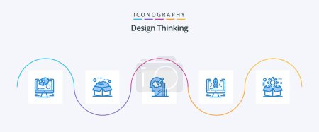 Illustration for Design Thinking Blue 5 Icon Pack Including comuter. pen. packages. solution. user - Royalty Free Image