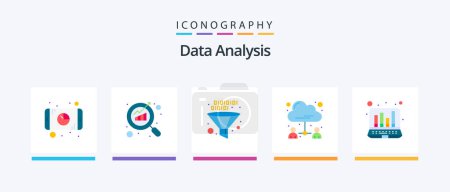 Illustration for Data Analysis Flat 5 Icon Pack Including document. business. seo. analytics. management. Creative Icons Design - Royalty Free Image
