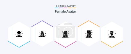 Ilustración de Avatar Femenino 25 Paquete de iconos de glifos incluyendo avatar. Enfermera del hospital. digital. hospital. tecnólogo - Imagen libre de derechos