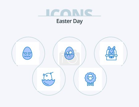 Téléchargez les illustrations : Easter Blue Icon Pack 5 Icon Design. cart. nature. celebration. easter. egg - en licence libre de droit