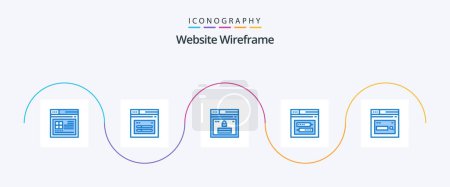 Ilustración de Website Wireframe Blue 5 Icon Pack Including website. page. password. internet. website - Imagen libre de derechos
