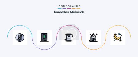 Ilustración de Ramadan Line Filled Flat 5 Icon Pack Incluyendo mezquita. islam. ramadhan. mubarak. iftar - Imagen libre de derechos