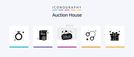 Illustration for Auction Glyph 5 Icon Pack Including gift. lock. shop. law. handcuff. Creative Icons Design - Royalty Free Image