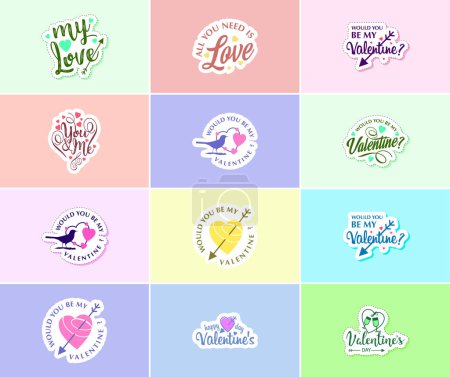Illustration for Valentine's Day: A Time for Romance and Passion Stickers - Royalty Free Image