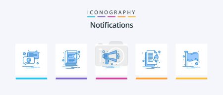 Illustration for Notifications Blue 5 Icon Pack Including flag. notify. announcement. notification. alert. Creative Icons Design - Royalty Free Image