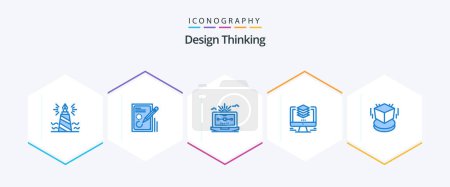 Illustration for Design Thinking 25 Blue icon pack including file. layers. design. draw. vector - Royalty Free Image