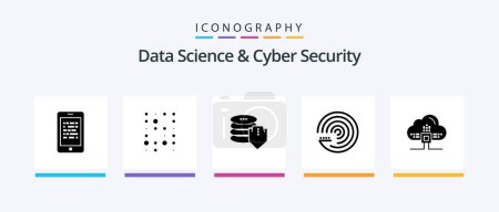 Illustration for Data Science And Cyber Security Glyph 5 Icon Pack Including based. forecasting model. scince. model. secure. Creative Icons Design - Royalty Free Image
