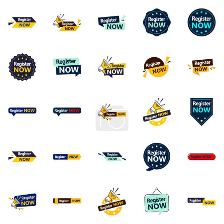 Ilustración de 25 Innovative typographic banners for enhanced registration - Imagen libre de derechos