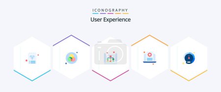 Illustration for User Experience 25 Flat icon pack including site. meter. site. laptop. seo - Royalty Free Image