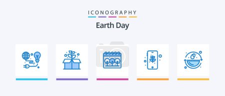 Illustration for Earth Day Blue 5 Icon Pack Including environment. earth day. earth. safe. eco. Creative Icons Design - Royalty Free Image