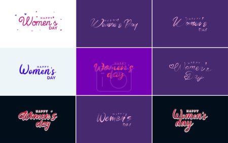 Téléchargez les illustrations : International Women's Day lettering with a love shape. suitable for use in cards. invitations. banners. posters. postcards. stickers. and social media posts - en licence libre de droit
