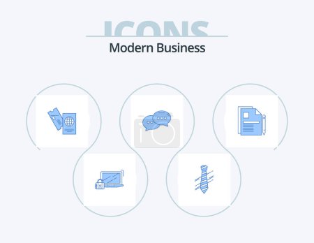 Ilustración de Diseño moderno del icono del paquete azul del negocio 5. conversación. charla. moda. vacaciones. entradas - Imagen libre de derechos