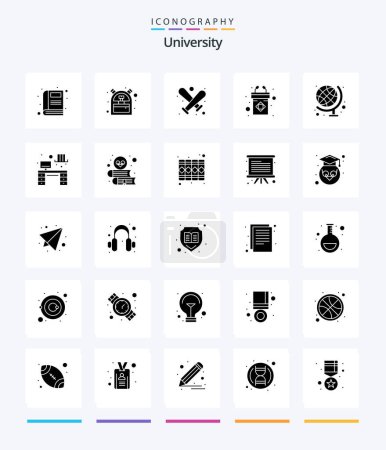 Illustration for Creative University 25 Glyph Solid Black icon pack  Such As geography. speech. baseball. rostrum. podium - Royalty Free Image
