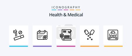 Illustration for Health And Medical Line 5 Icon Pack Including day. calender. medicine. medical. healthcare. Creative Icons Design - Royalty Free Image
