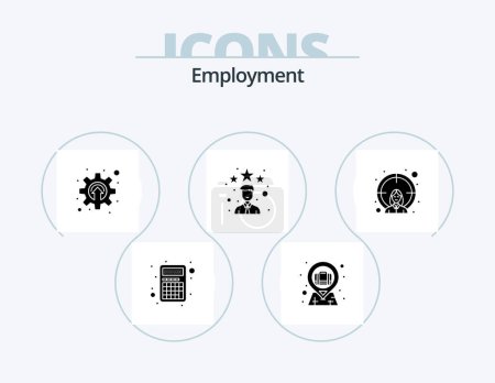 Illustration for Employment Glyph Icon Pack 5 Icon Design. female. star. cogwheel. rating. best - Royalty Free Image