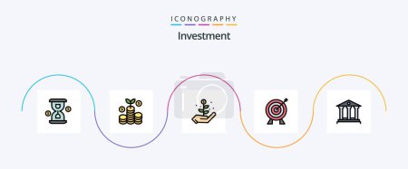 Téléchargez les illustrations : Investment Line Filled Flat 5 Icon Pack Including money. deposit. investment. bank. investment - en licence libre de droit