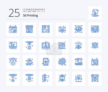 Ilustración de Impresión 3d 25 Blue Color paquete de iconos incluyendo 3d. modelo. gadget. gadget - Imagen libre de derechos