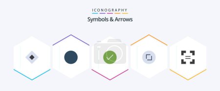 Téléchargez les illustrations : Symbols and Arrows 25 Flat icon pack including equal. full screen. check. zoom. circle - en licence libre de droit