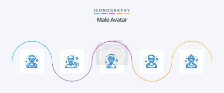 Illustration for Male Avatar Blue 5 Icon Pack Including mechanic. sportsman. portrait. man. athlete - Royalty Free Image