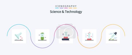Illustration for Science And Technology Flat 5 Icon Pack Including lab flask. chemical flask. nuclear fission. scientific. science information - Royalty Free Image