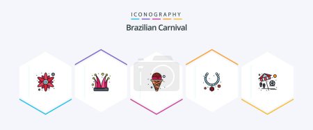 Illustration for Brazilian Carnival 25 FilledLine icon pack including umbrella. gift. cream. present. jewel - Royalty Free Image