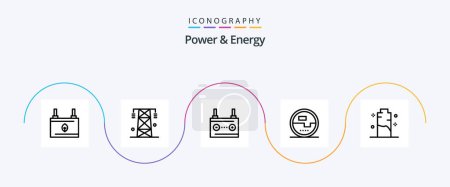 Illustration for Power And Energy Line 5 Icon Pack Including energy. construction and tools. power. energy. car - Royalty Free Image