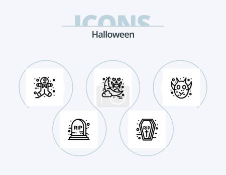 Téléchargez les illustrations : Halloween Line Icon Pack 5 Icon Design. celebration. halloween butcher knife. scary. halloween bloody knife. halloween - en licence libre de droit