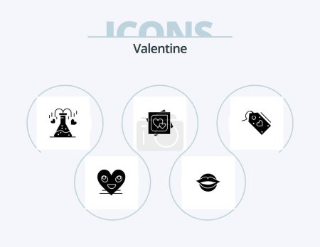 Téléchargez les illustrations : Valentine Glyph Icon Pack 5 Icon Design. love. valentines. love. valentine. face - en licence libre de droit
