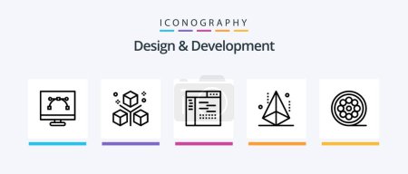 Ilustración de Diseño y desarrollo de la línea 5 Icon Pack Incluyendo imagen. diseño. Forma. codificación. objetos. Diseño de iconos creativos - Imagen libre de derechos