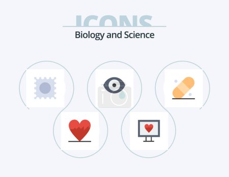 Téléchargez les illustrations : Biology Flat Icon Pack 5 Icon Design. . plaster. biology. patch. drops - en licence libre de droit