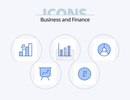 Téléchargez les illustrations : Finance Blue Icon Pack 5 Icon Design. finance. business. business. up. finance - en licence libre de droit