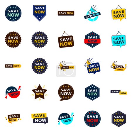 Illustration for Save Now 25 Unique Typographic Designs to stand out and drive savings - Royalty Free Image