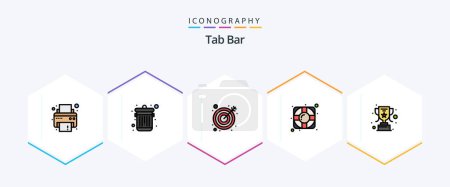 Illustration for Tab Bar 25 FilledLine icon pack including . . target. trophy. achievement - Royalty Free Image