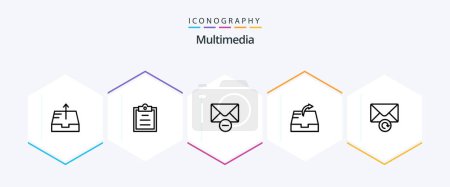 Illustration for Multimedia 25 Line icon pack including . . message. retry. mail - Royalty Free Image