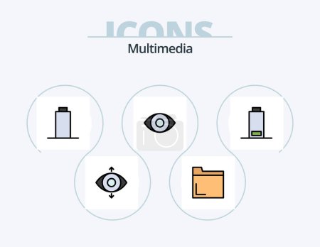 Téléchargez les illustrations : Multimedia Line Filled Icon Pack 5 Icon Design. . multimedia. install. empty. setting - en licence libre de droit