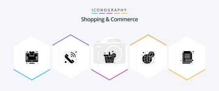 Illustration for Shopping And Commerce 25 Glyph icon pack including memo. bag. bag. shopping. ecommerce - Royalty Free Image