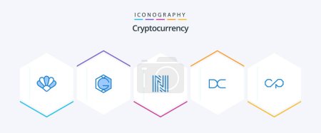 Illustration for Cryptocurrency 25 Blue icon pack including coin. crypto currency. neoscoin. crypto. decent - Royalty Free Image