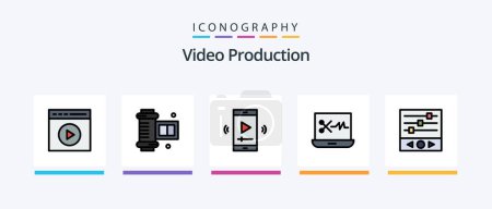 Illustration for Video Production Line Filled 5 Icon Pack Including mobile chip. memory card. recording. photo retouching. modify photographs. Creative Icons Design - Royalty Free Image