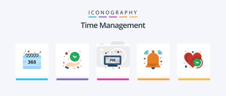 Illustration for Time Management Flat 5 Icon Pack Including clock. notification. save time. bell. time. Creative Icons Design - Royalty Free Image