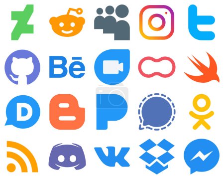 Illustration for 20 Flat App Design Flat Social Media Icons blog. disqus. github. swift and mothers icons. Gradient Icon Set - Royalty Free Image