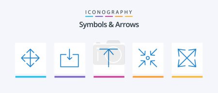 Ilustración de Symbols and Arrows Blue 5 Icon Pack Including . up. zoom. arrow. Creative Icons Design - Imagen libre de derechos