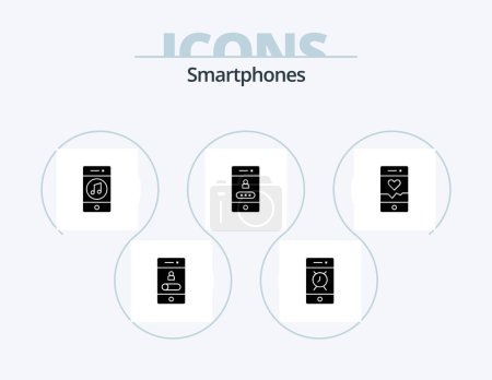 Ilustración de Smartphones Glyph Icon Pack 5 Icon Design. security. lock. phone. access. player - Imagen libre de derechos
