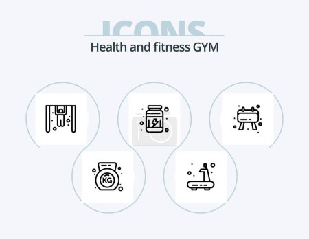 Téléchargez les illustrations : Gym Line Icon Pack 5 Icon Design. supplement. gym. gym. sportive. equipment - en licence libre de droit
